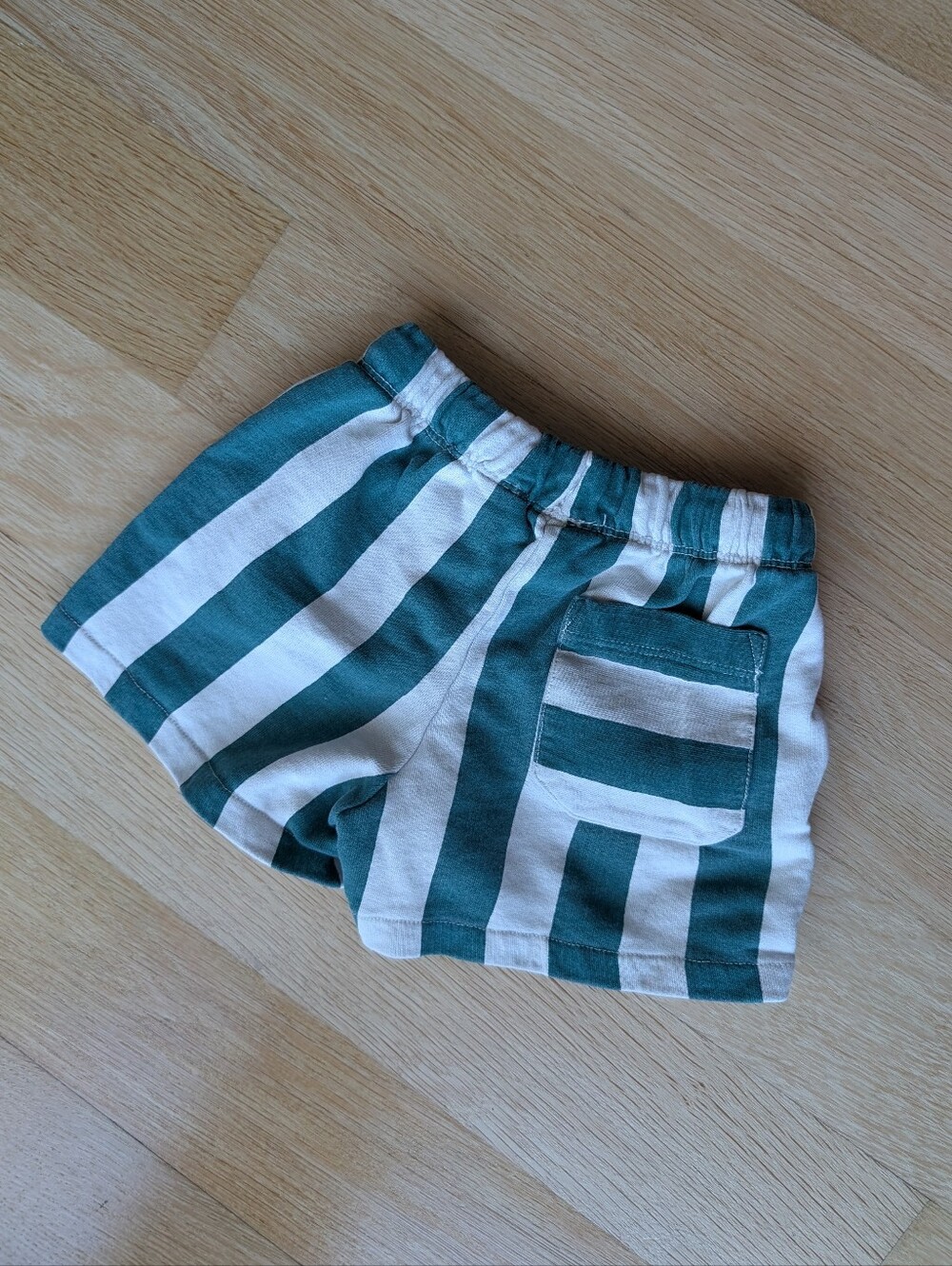 Trendy Striped Green & White Cotton Shorts